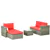 Ensemble de meubles de patio en osier avec table basse - Rouge