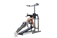Soozier Power Tower w/ Dip Station Sit-up Bench Pull-up Bar Combo Exer - Click for more details