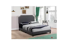 True Contemporary Markle Full Dark Grey Linen Upholstered Platform Bed - Click for more details