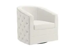 Naomi Accent Chair With Full 360&#176; Swivel - Ivory - Click for more details