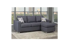 Reversible Sofa Sectional Small Grey Fabric W Accent Pillows - Click for more details