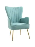 Light Green Velvet Accent Chairs, Modern Living Room Chair, Tall Back - Click for more details