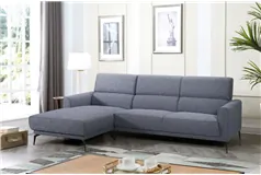 Grey Linen Sectional w Sleek Metal Legs w Left Hand Facing Chaise - Click for more details