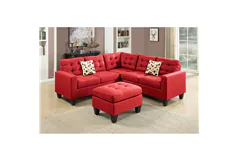 Aparan 4-Piece Modular Sectional Sofa Covers in Carmine Polyfiber - Click for more details