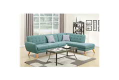 Ayrum Sectional Sofa in Laguna Green Polyfiber with Accent Pillows - Click for more details