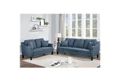 Palermo 2-Piece Sofa Set in Blended Navy Blue Chenille Fabric - Click for more details
