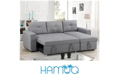 Grey Fabric Reversible Sofabed Sectional w Large Lift up Storage - Click for more details