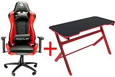 Primus Taxiar Series Gaming Chair & XTECH Red Wizard Computer Desk
