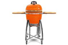 Ceramic Kamado BBQ Grill - Orange- 18&#39; with Stand and Bamboo Sideboard - Click for more details
