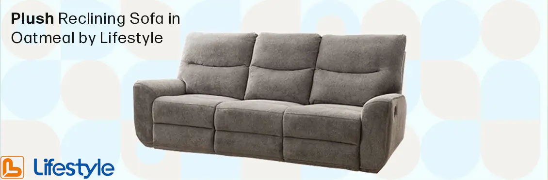 Plush Reclining Sofa in Oatmeal by Lifestyle