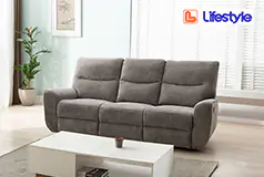 Plush Reclining Sofa in Oatmeal by Lifestyle - Click for more details