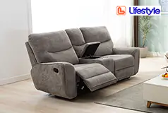 Plush Reclining Loveseat in Oatmeal by Lifestyle - Click for more details