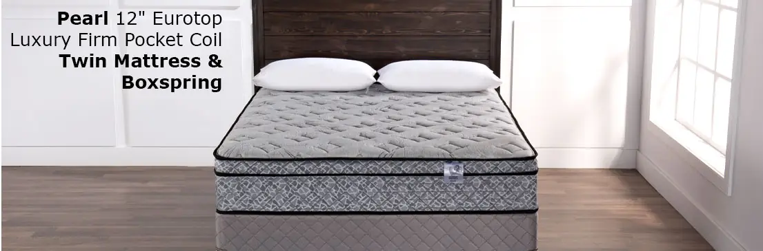 Pearl 13” Eurotop Luxury Firm Pocket Coil Twin Mattress &amp; Boxspring