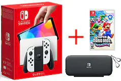 Nintendo Switch OLED White &amp; Carrying Case/Super Mario Game - Click for more details