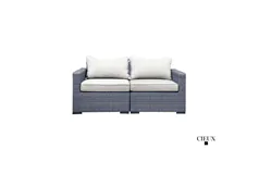CIEUX Cannes Outdoor Patio Wicker Loveseat in Canvas Natural - Click for more details