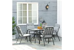 Square Dining Set: Glass Table, 4 Cushioned Armchairs - Click for more details