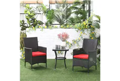 3-Piece Patio Rattan Set - Red - Click for more details