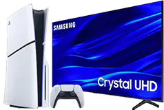Samsung 65” Crystal UHD 4K Smart TV &amp; PlayStation 5 Disc Edition Slim Bundle - Click for more details