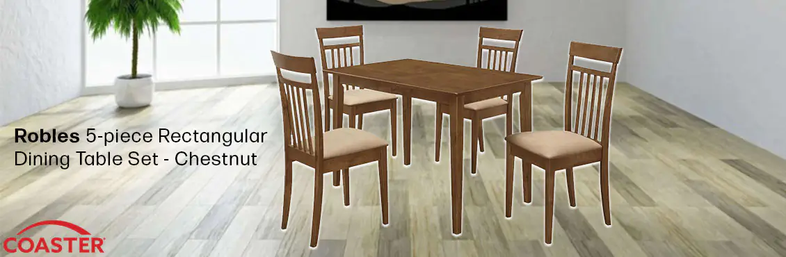 Robles 5-piece Rectangular Dining Table Set - Chestnut