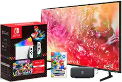 Samsung 65" TV & Nintendo Switch White OLED Gaming Bundle