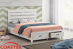 Brantford King Storage Panel Bed with 2 Nightstands - Coastal White