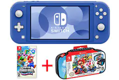 Nintendo Switch Lite Blue & Travel Case/Super Mario Game