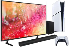 Samsung 65" UHD 4K Smart TV + 2.1ch Soundbar & PS5 Slim Disc Console