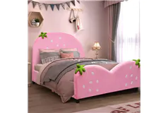Twin Size Kids Upholstered Strawberry Pattern Toddler Bed - Click for more details