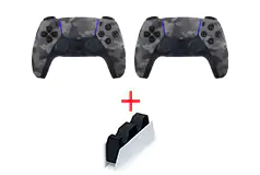 Two PS5 Dualsense Wireless Controllers + Dualsense Charging Station - Click for more details