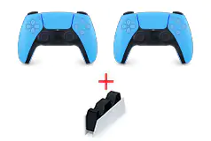 Two PS5 Dualsense Wireless Controllers + Dualsense Charging Station - Click for more details
