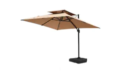 10 ft Square Cantilever Patio Umbrella with Dual Tops, 360&#176; Rotation - Click for more details