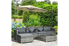 Modular 6-Piece Outdoor Patio Furniture Set - Grey/Dark Grey - Click for more details