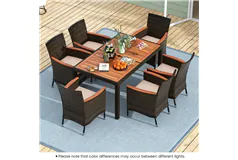 Garden Dining Patio Rattan Table Set with Cushions - Click for more details