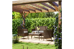 4 Pieces Wicker Outdoor Balcony Furniture Set with Coffee Table, Grey - Click for more details