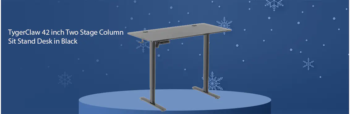 TygerClaw 42 inch Two Stage Column Sit Stand Desk in Black