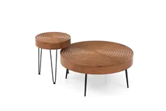 Solid Wood Coffee Table (Set of 2) - Brown - Click for more details
