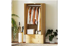 Modern Wardrobe Closet Armoire with 2 Drawers and Hanging Rod - Click for more details