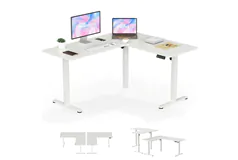 IMGadgets L Shaped 63&#39; x 55&#39; Electric Standing Desk (White)