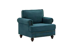 Single-Seat Sofa Chair with Rolled Arms and Nailhead Trim - Click for more details