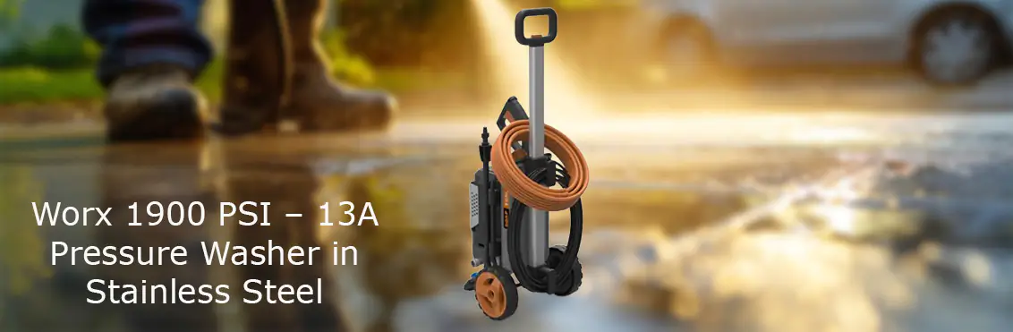 Worx 1900 PSI – 13A Pressure Washer - Stainless Steel  - Click for more details
