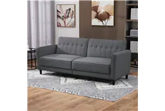 Button Tufted Fabric Sofa Bed - Charcoal Gray - Click for more details