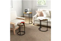 Modern Nesting Coffee Tables Set - Rustic Brown - Click for more details