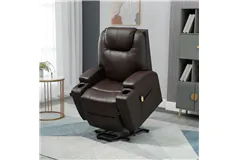 PU Leather Lift Recliner Chair - Brown - Click for more details