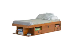 Storage Platform Bed Frame with Built-In Drawers Brown. - Click for more details
