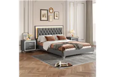 LumaGlow Upholstered Platform Bed Set - Click for more details