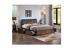 Platform Bed with Headboard Shelf - Queen - Click for more details