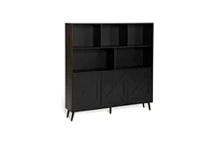 Wooden Bookcase with Doors, Display Cabinet for Home, Office, Black - Click for more details