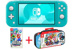 Nintendo Switch Lite Turquoise & Travel Case/Super Mario Game  - Click for more details
