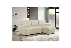 Reversible Chaise Sofa Bed with Storage Bench - Creme - Click for more details