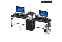 96 Inch Dual Computer Desk with Power Outlets & Stands - Click for more details